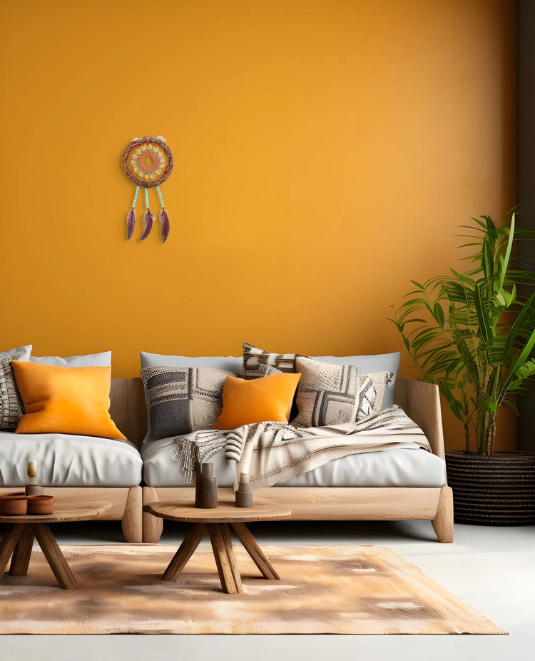 Attrape-rêves créant une ambiance apaisante dans un salon moderne.